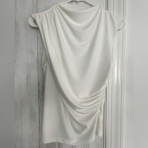 Zara White Sleeveless Top With Ruching